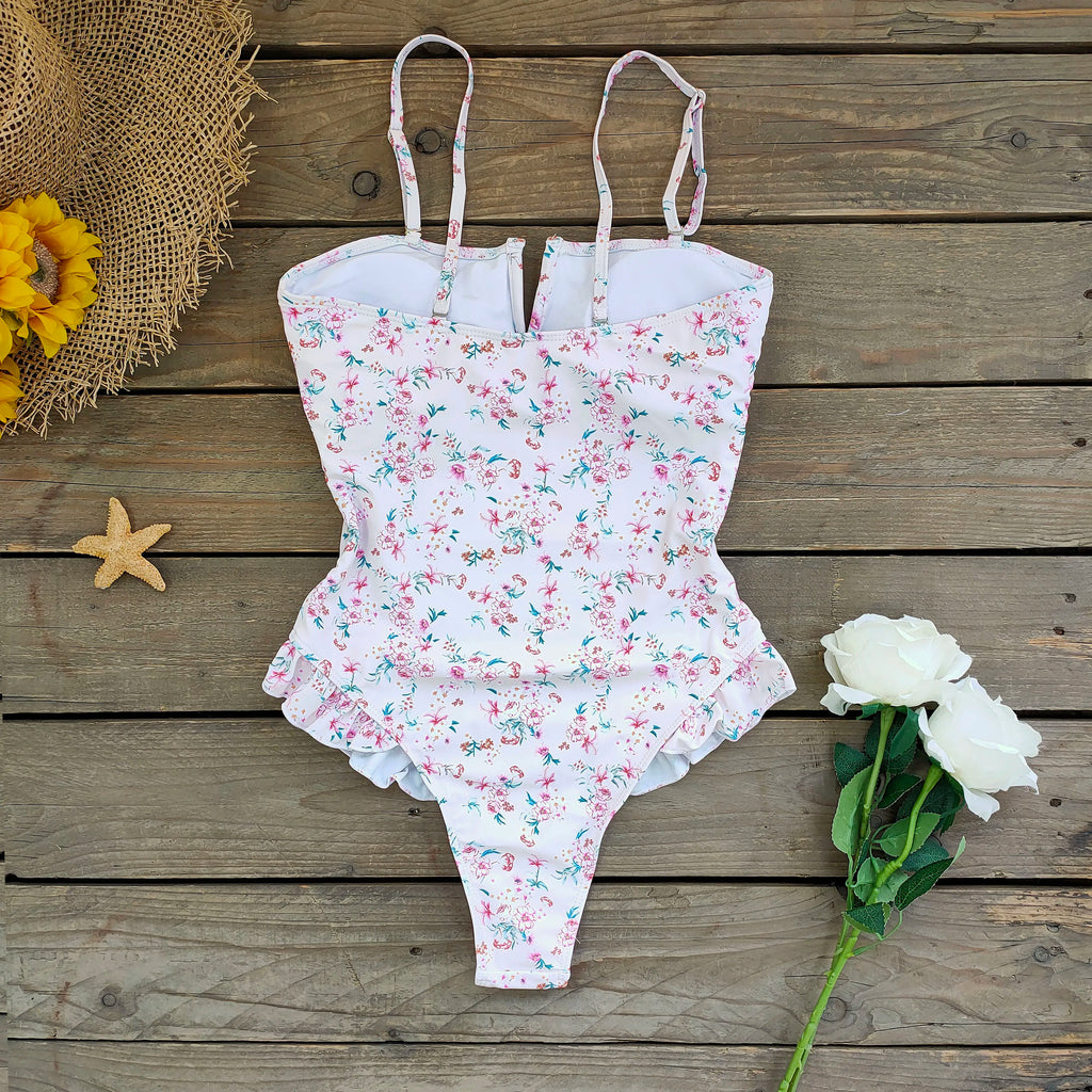 Ruffle Bodysuit Monokini Print Swim Suit
