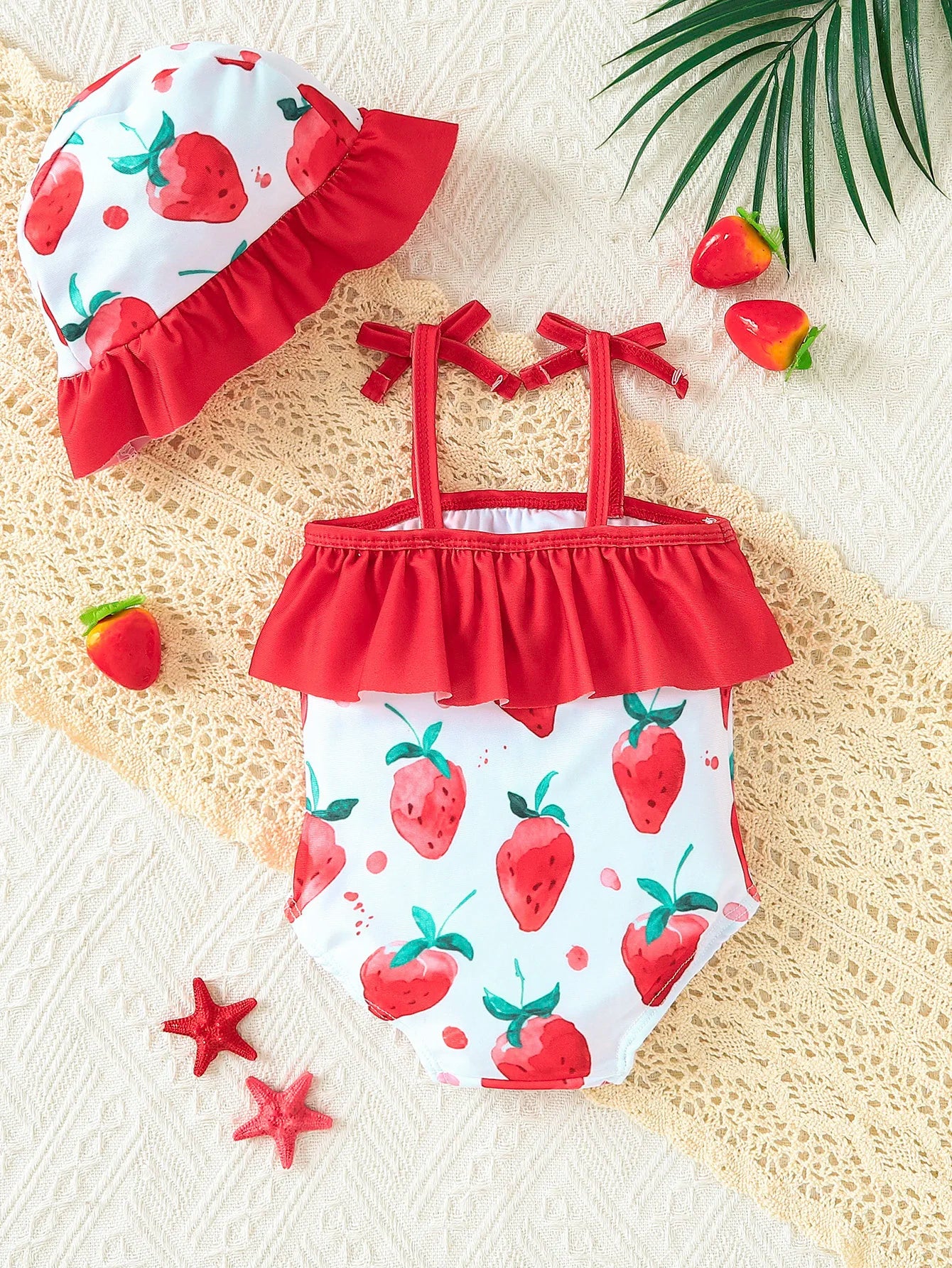 Strawberry Print Ruffle One-Piece Swimsuit