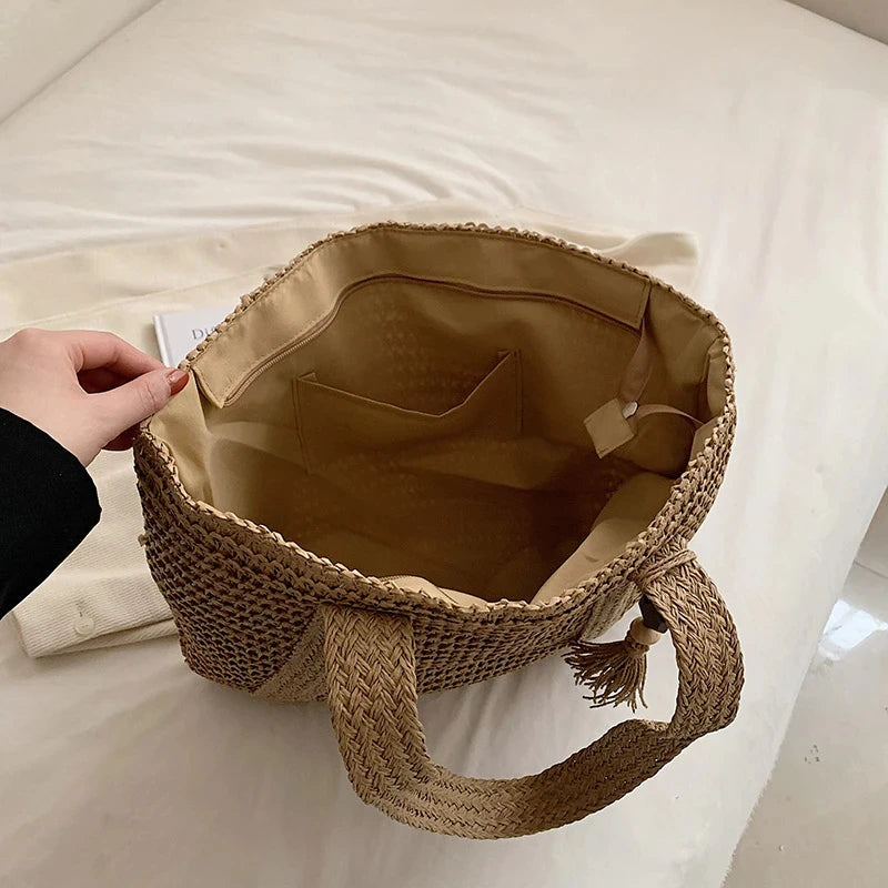 Straw Weave Tote Bag