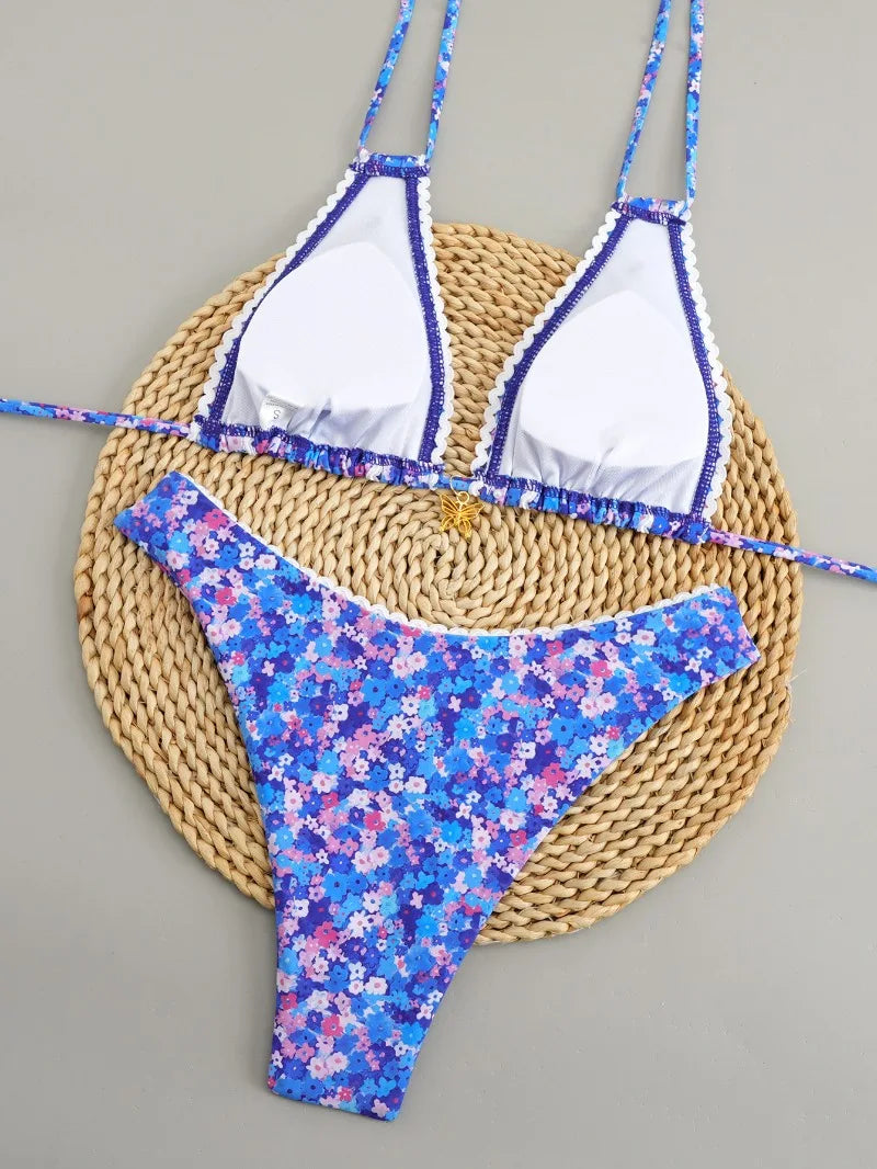 Polka Dot Bikini Set Women Two Piece Swimwear - Flirty Sexy Instagram Beach Vacation Push Up Swimsuit
