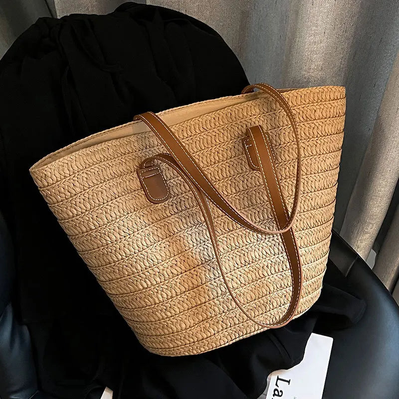 Straw Woven Basket Handbag