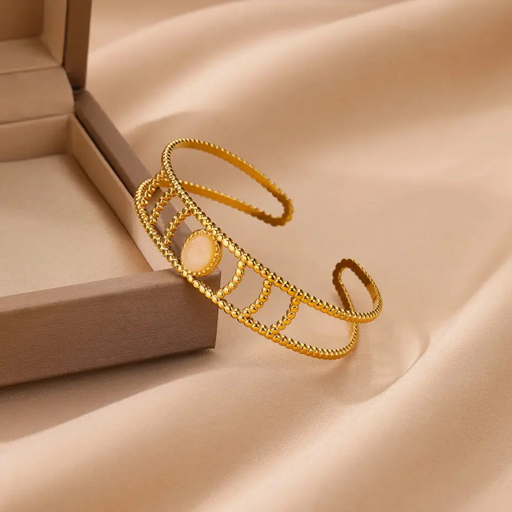 Classic Wrinkle Texture Openning Bangle Bracelet