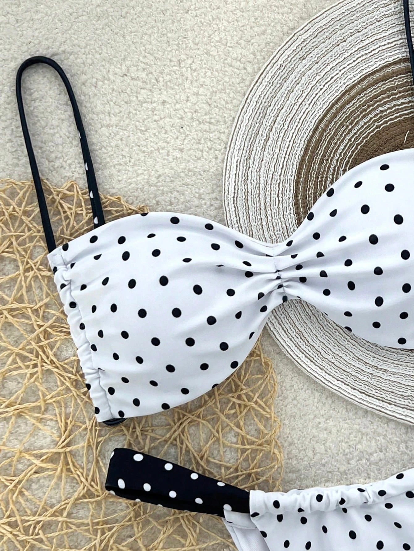 polka dot bikini European and American new solid color stitching swimsuit split swimsuit women