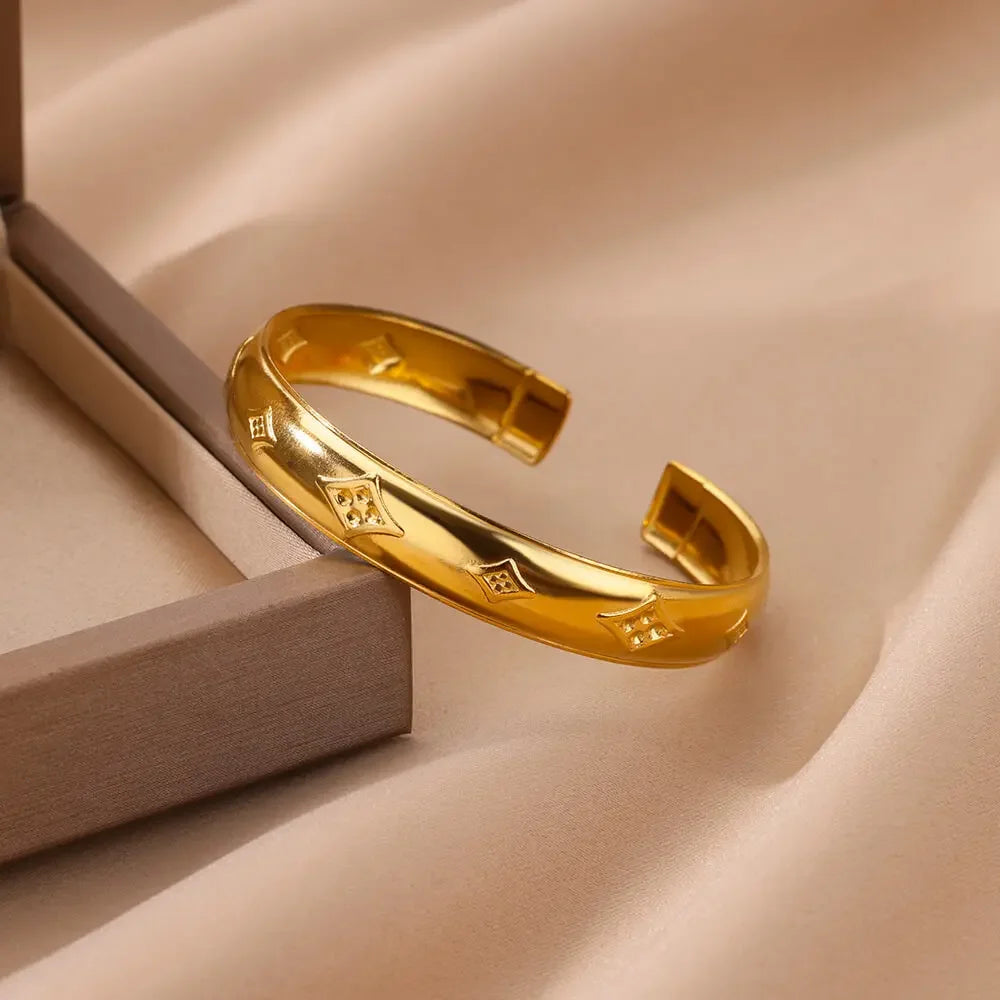 Classic Wrinkle Texture Openning Bangle Bracelet