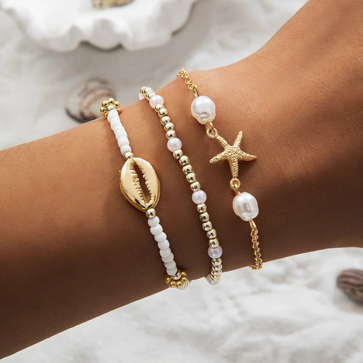 Bohemian Shell Starfish Bead Bracelet