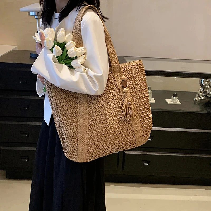 Straw Weave Tote Bag