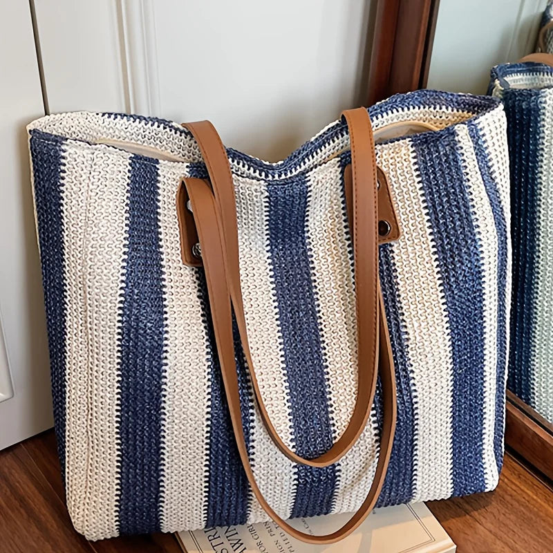Classic striped pattern retro single-shoulder bag
