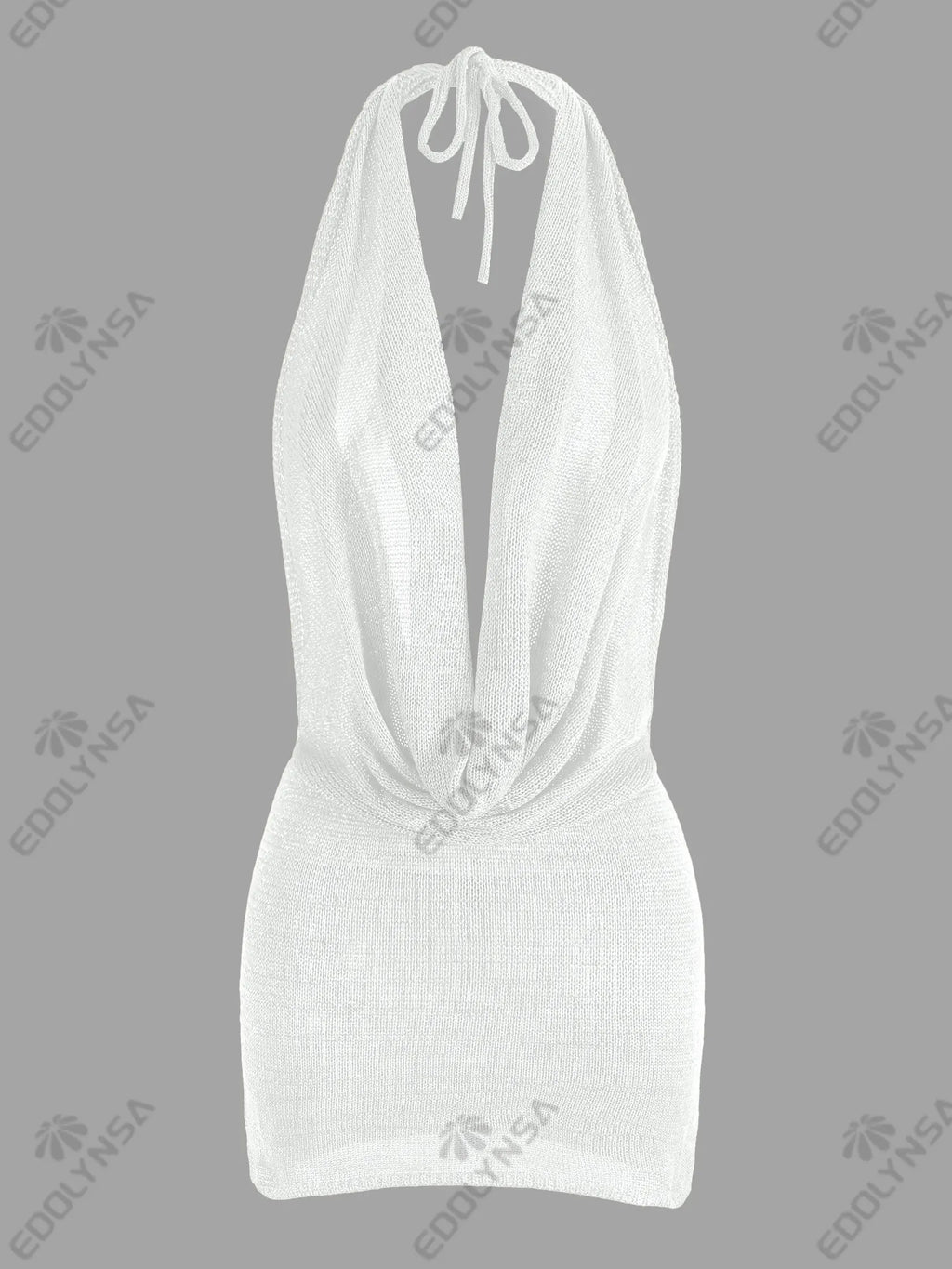 Bright Silk Backless Knit Beach Mini Dress