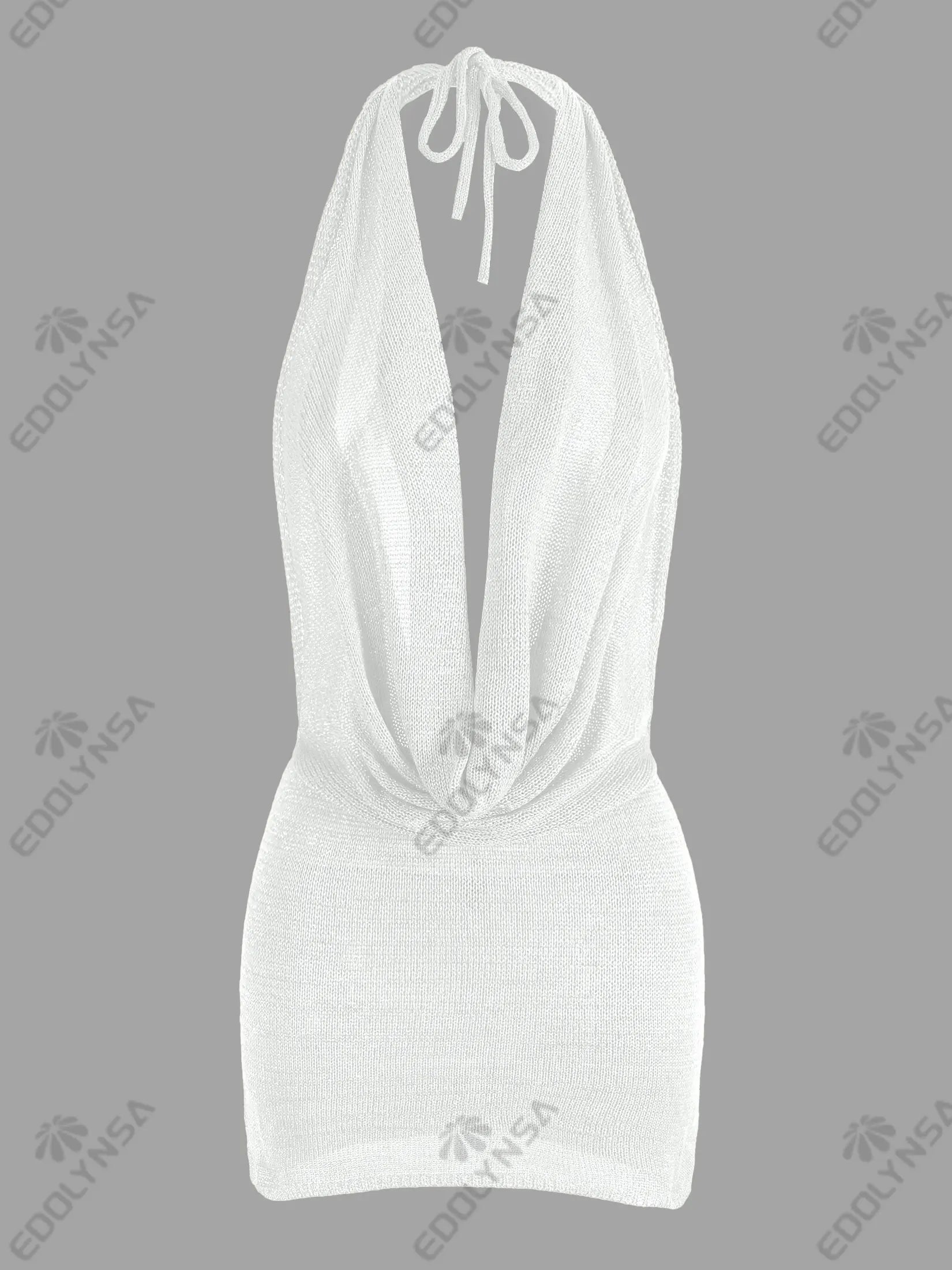 Bright Silk Backless Knit Beach Mini Dress