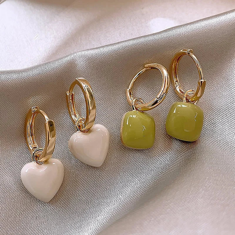 Vintage Red Heart Pendant Earrings