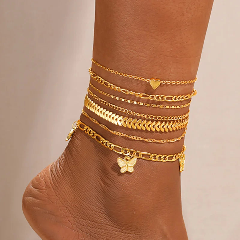 Bohemian Rice Beads Starfish Pendant Anklet