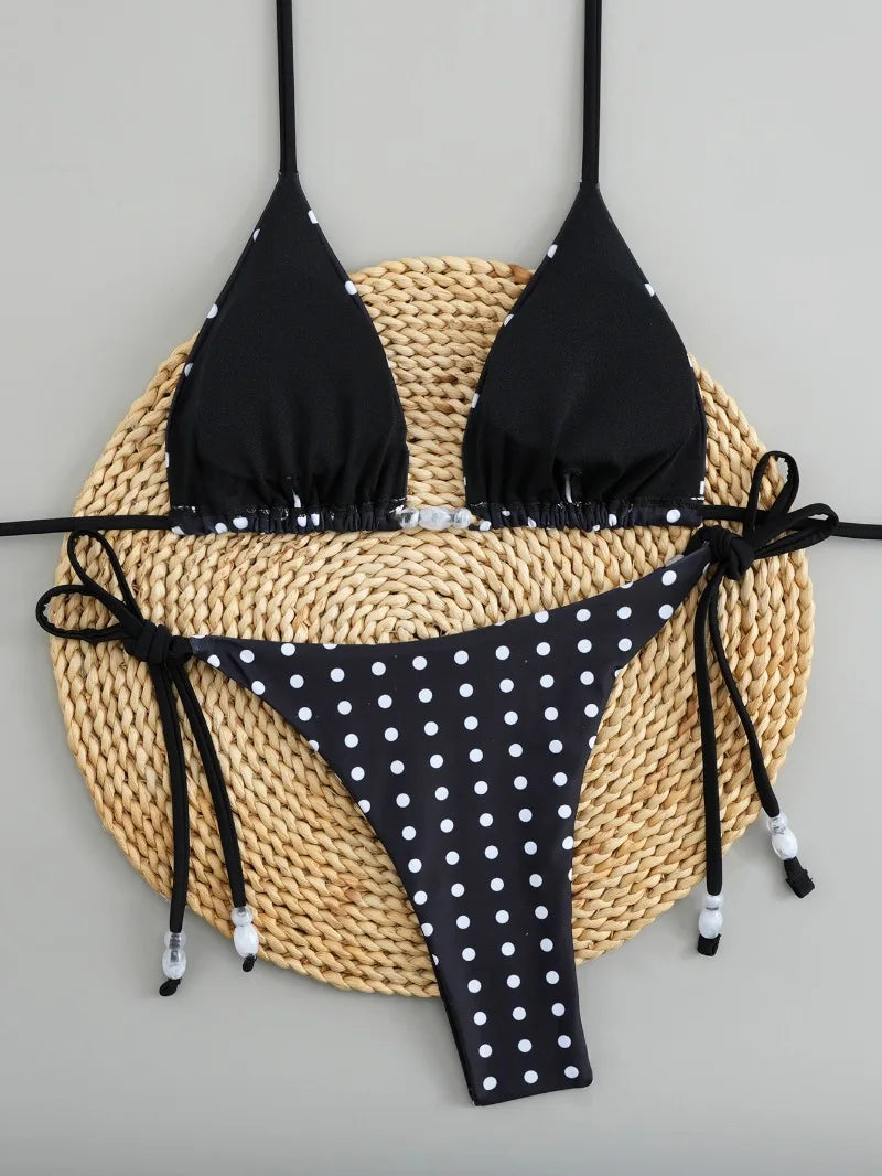 Polka Dot Bikini Set Women Two Piece Swimwear - Flirty Sexy Instagram Beach Vacation Push Up Swimsuit