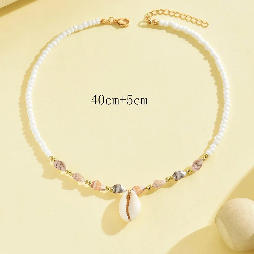 Natural Seashell Beaded Necklace