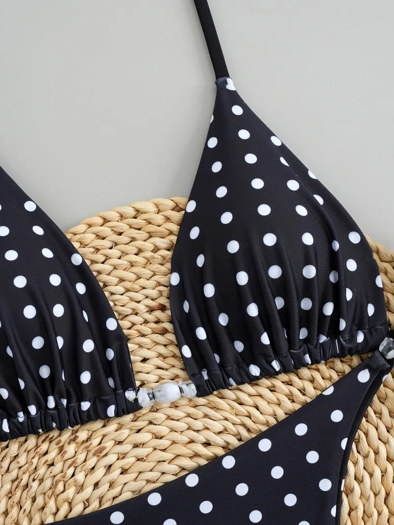 Polka Dot Bikini Set Women Two Piece Swimwear - Flirty Sexy Instagram Beach Vacation Push Up Swimsuit