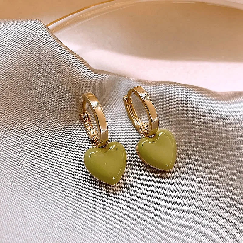 Vintage Red Heart Pendant Earrings