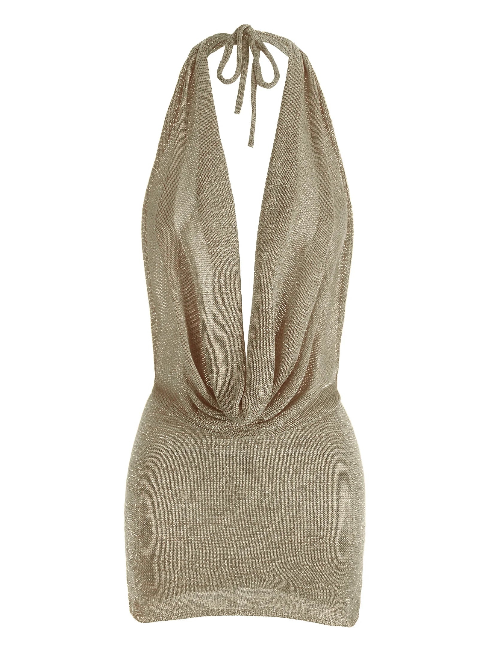 Bright Silk Backless Knit Beach Mini Dress