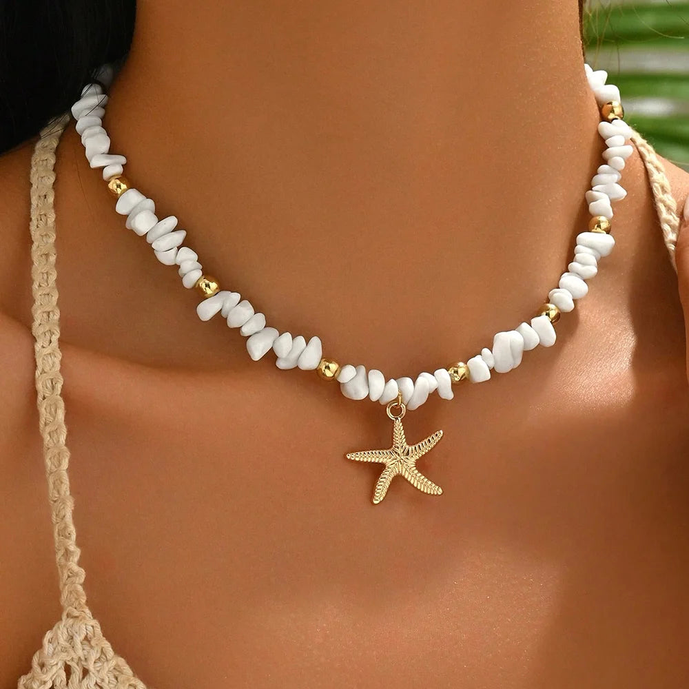 Natural Seashell Beaded Necklace