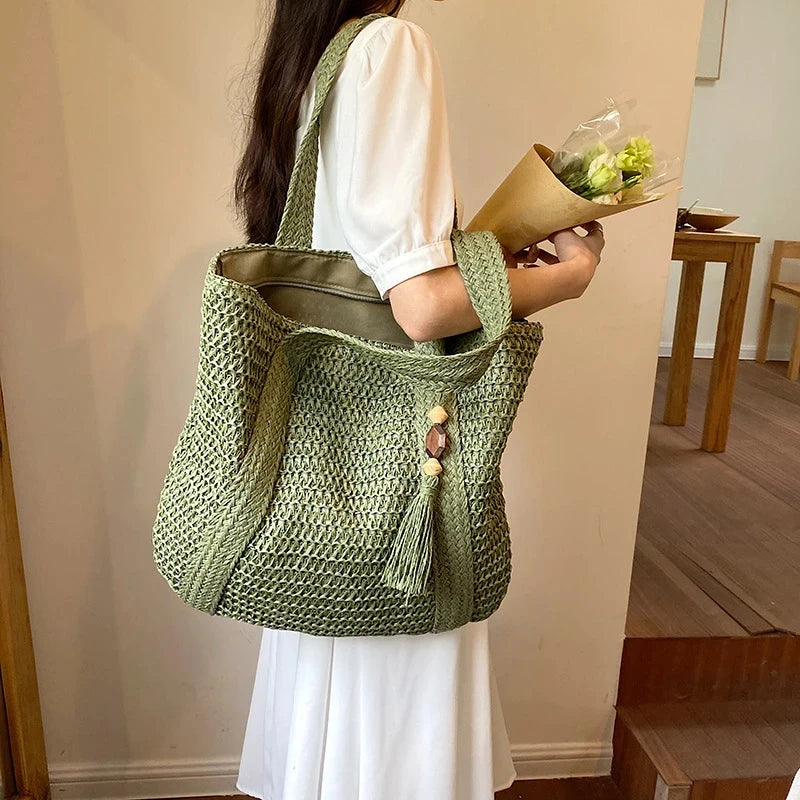 Straw Weave Tote Bag