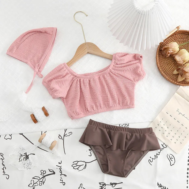 Pleated Bathing Suit With Hat