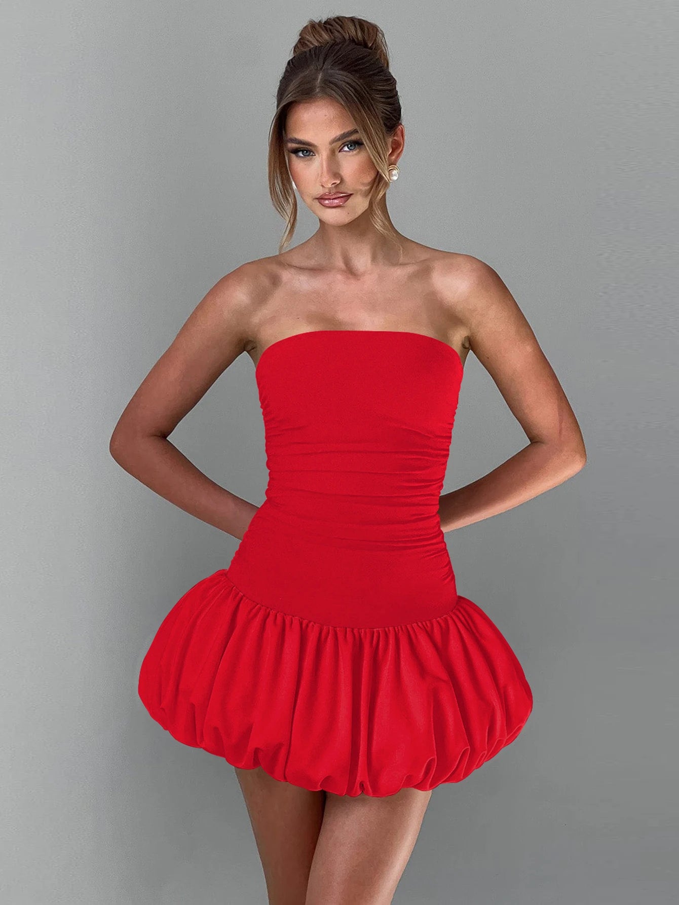 MontageSolid Color Dress