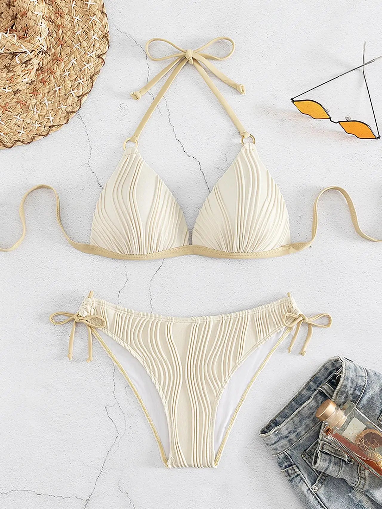 Solid Low Waist Sexy Two Piece Swimsuit