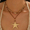 Retro White Starfish Pendant Collarbone Necklace