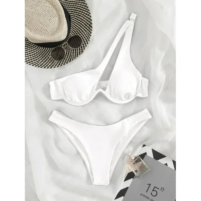 One Shoulder Bikini High Cut