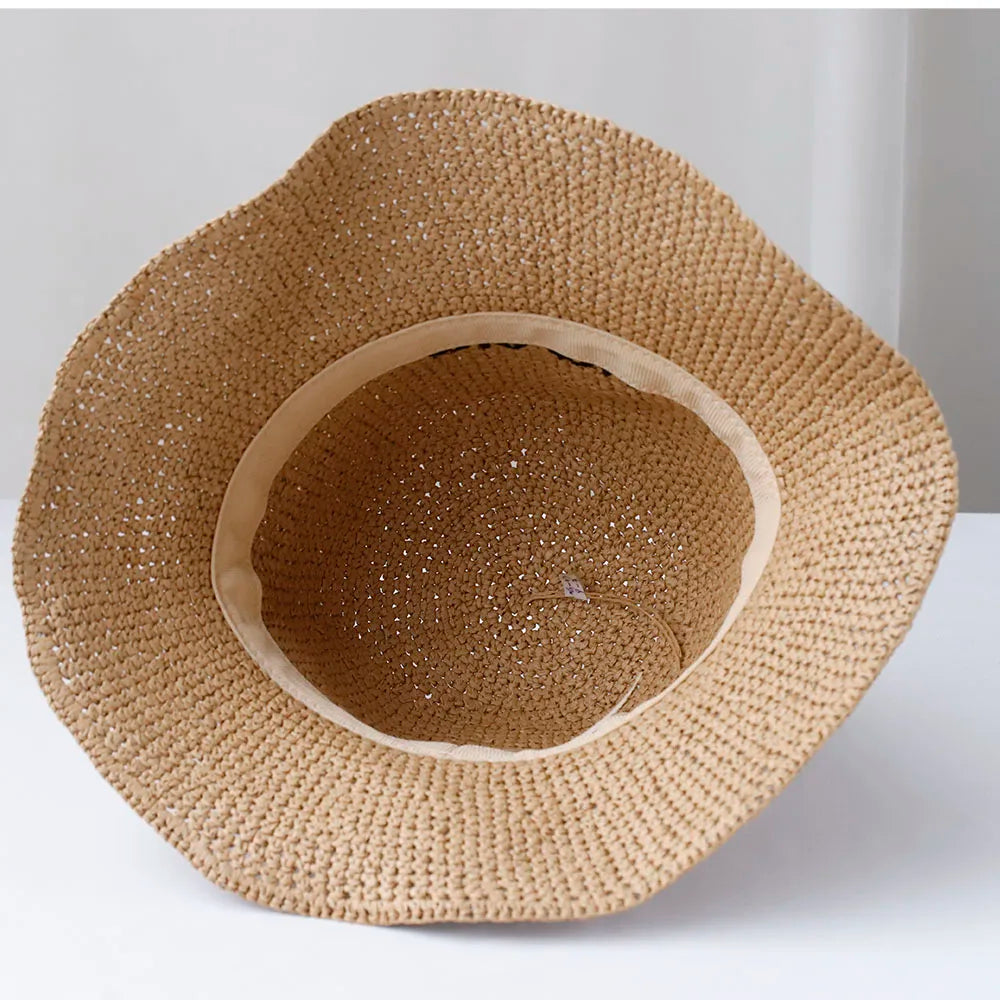 NEW Women Sun Hat Wide Large Brim Beach Hats Womens Summer Straw Hat Foldable Sun Hat Chapeau Femme Beach UV Protection Cap