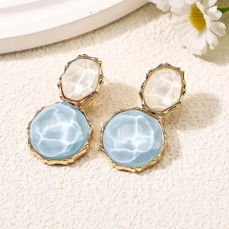Fashion Green Crystal Oval Dangle Earrings for Women Girls Elegant Resin Acrylic Round Geometric Earrings Jewelry Accessories