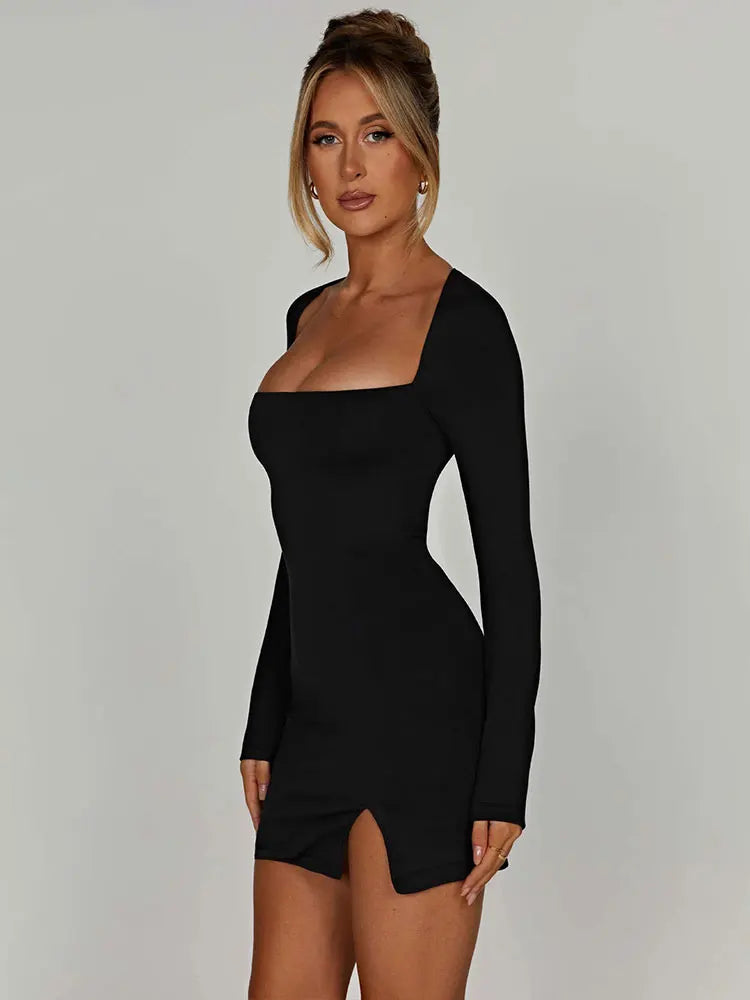 Split Lace-up Mini Dress