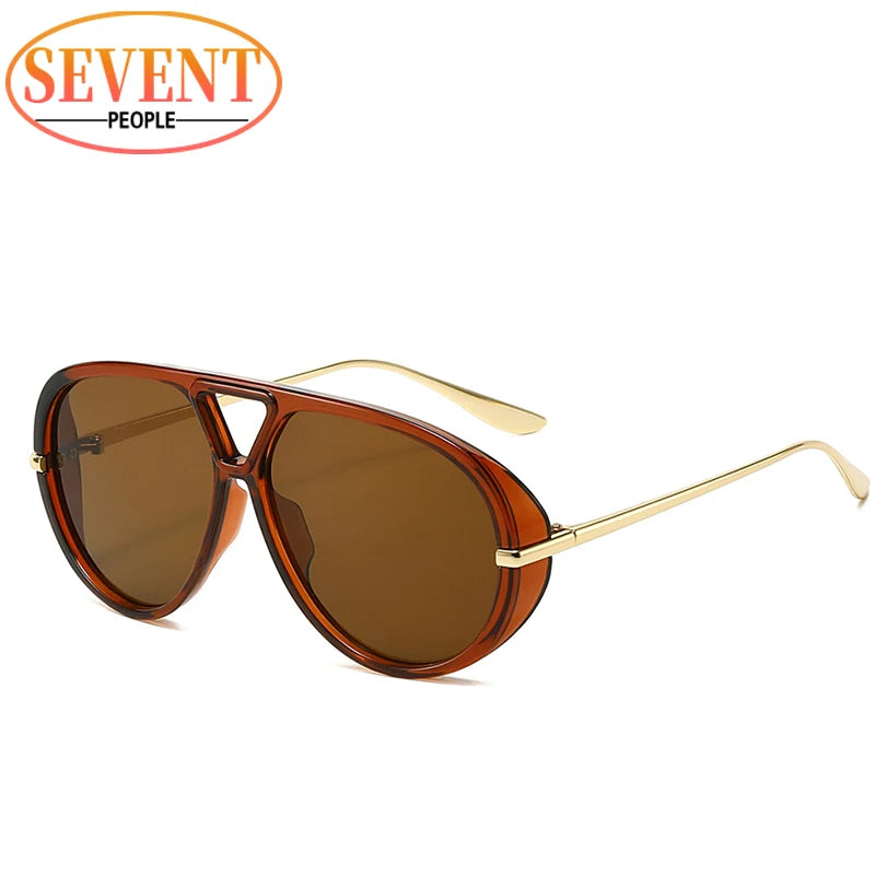 Oversized Oval Punk Pilot Sunglasses