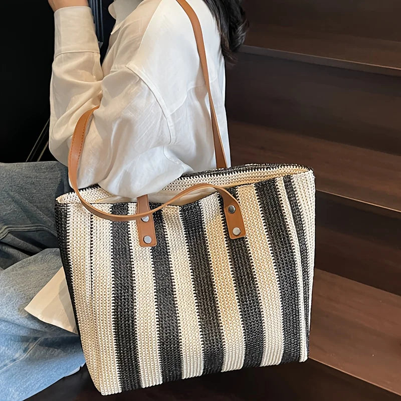 Classic striped pattern retro single-shoulder bag