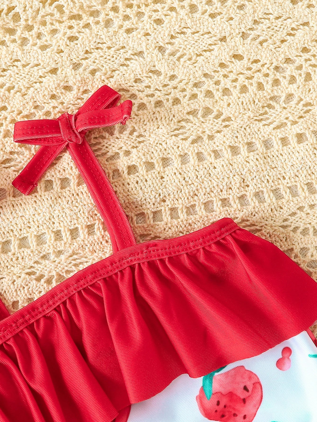 Strawberry Print Ruffle One-Piece Swimsuit