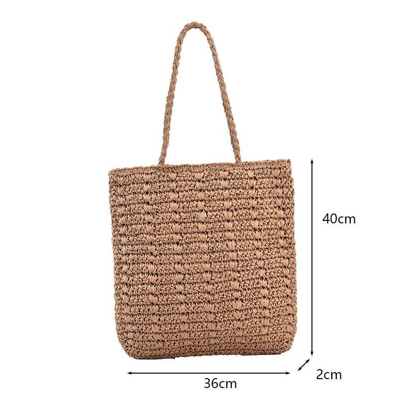 Bohemian Hollow Straw Beach Handbag