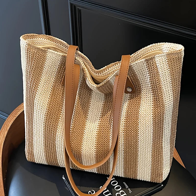 Classic striped pattern retro single-shoulder bag
