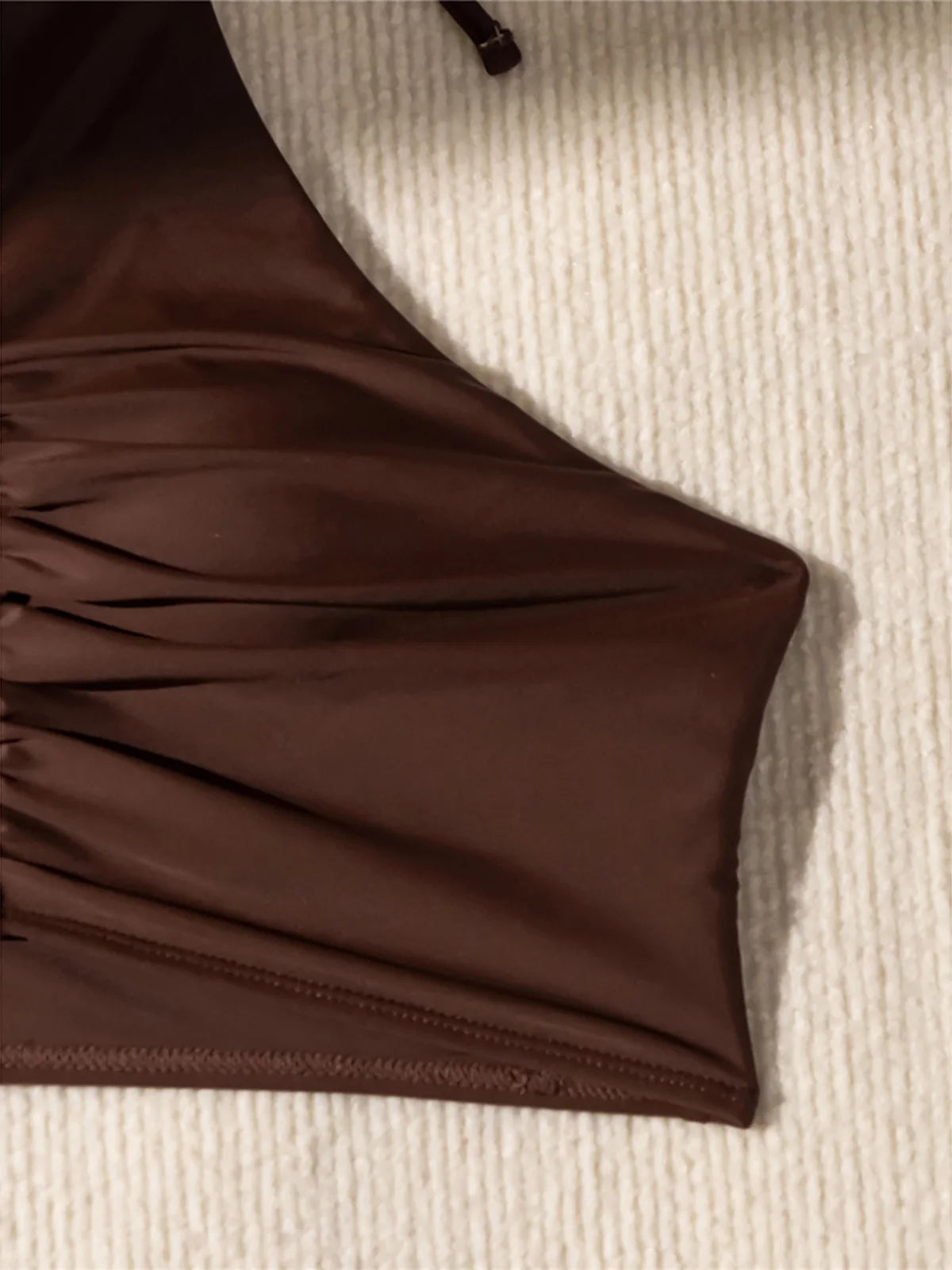 Halter Wrinkled High Neck Swimsuit