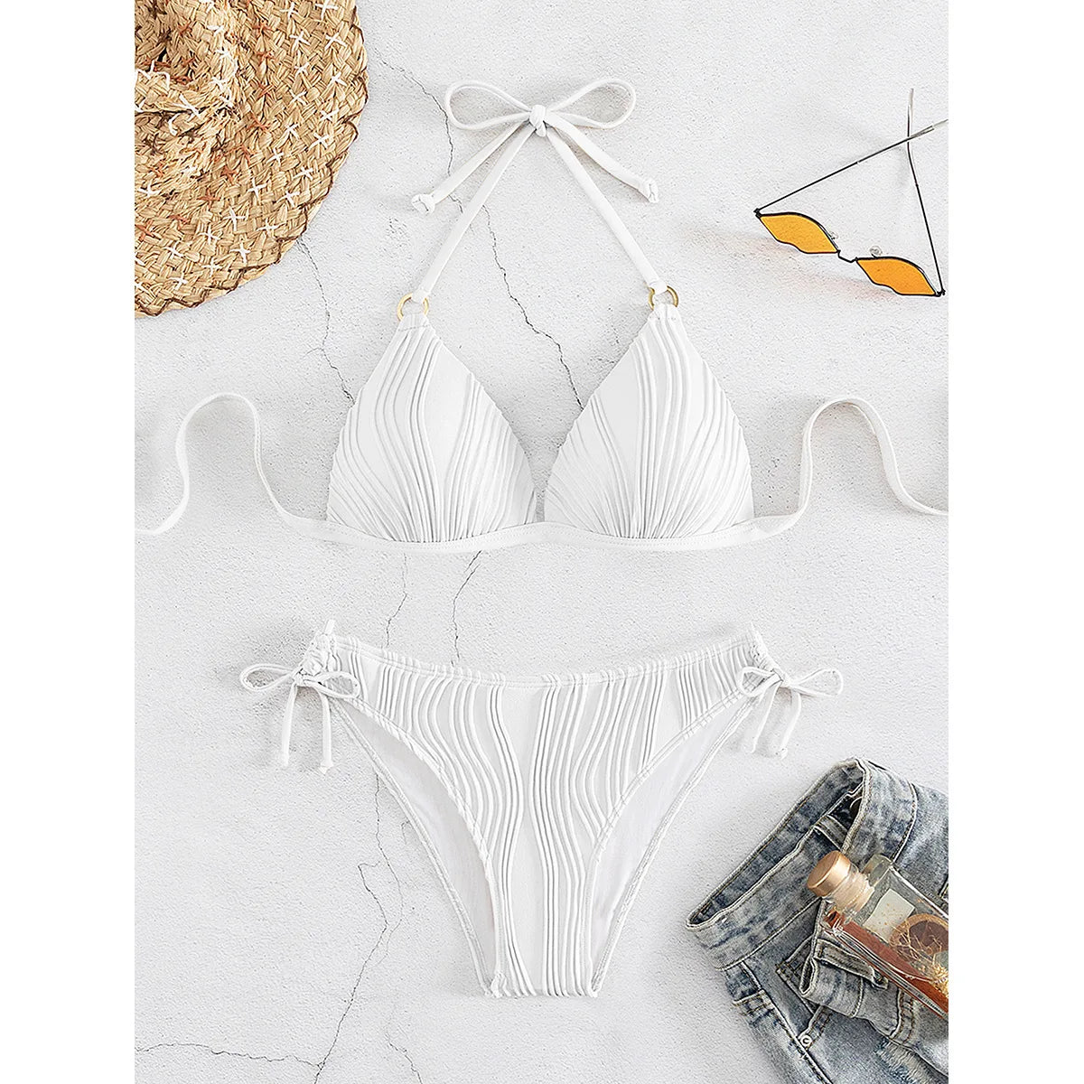 Solid Low Waist Sexy Two Piece Swimsuit