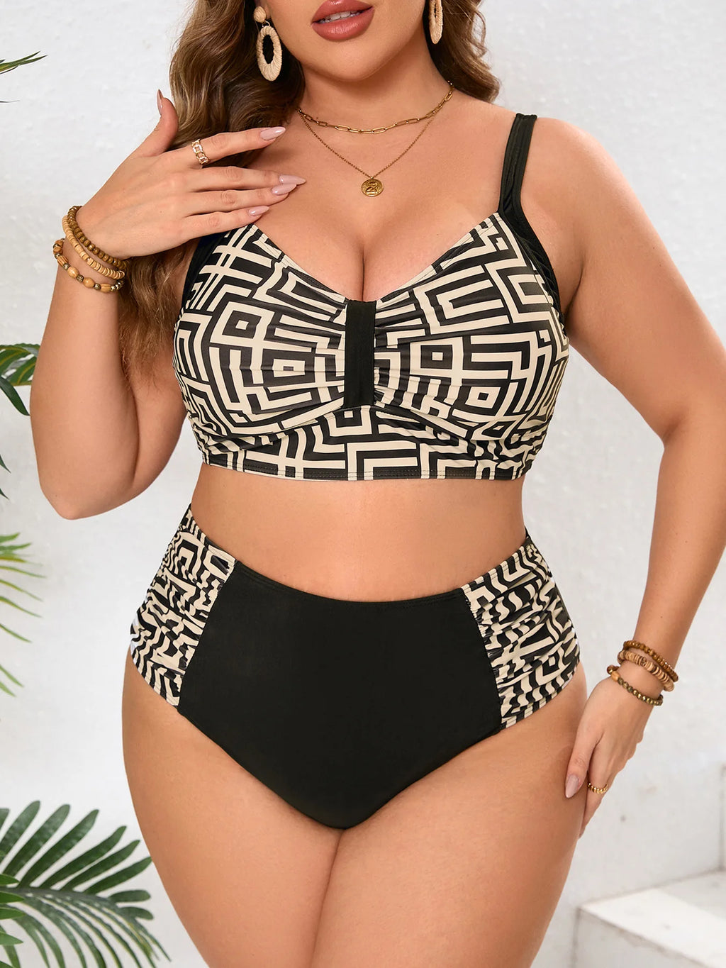 Patchwork Plus Size Bikini