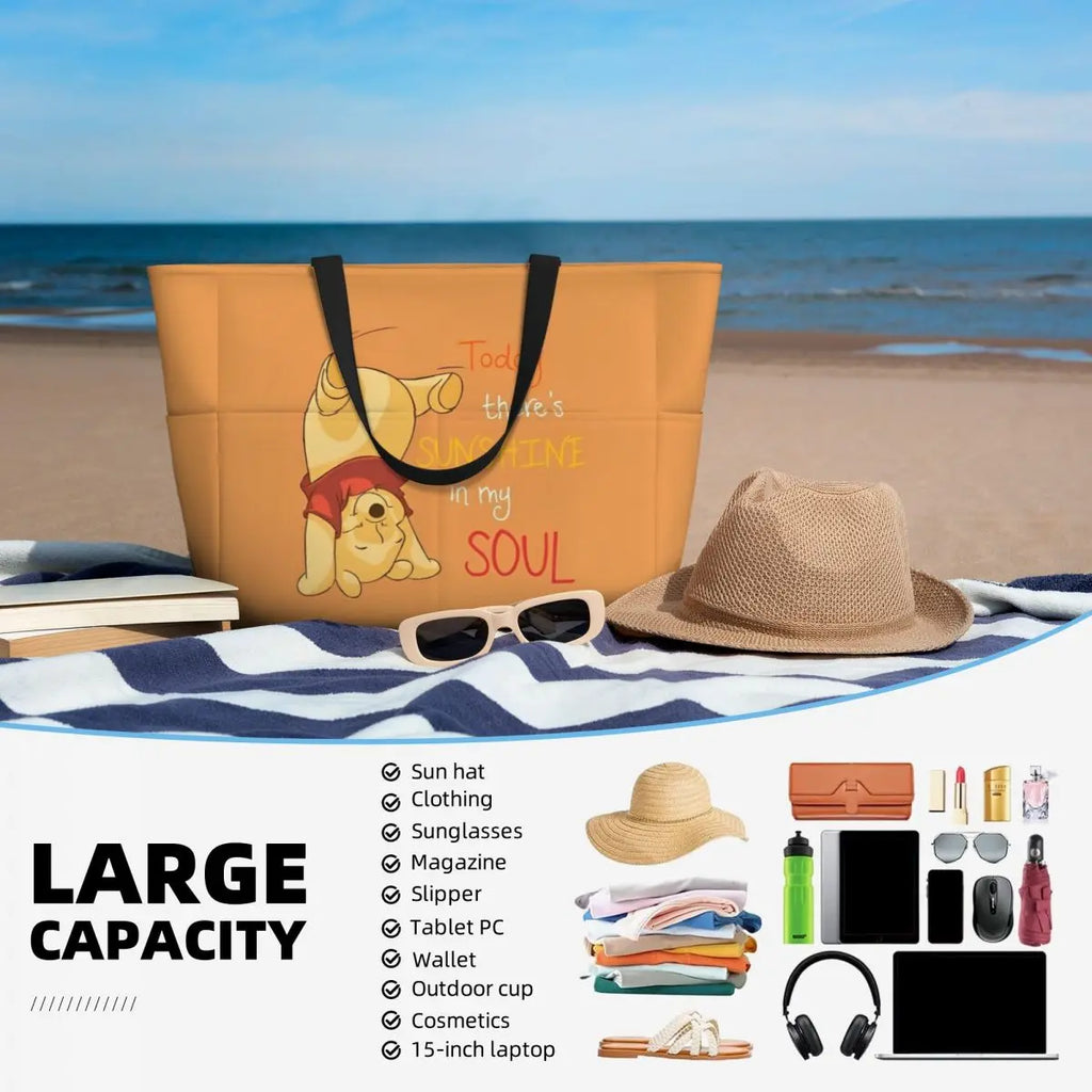 Winnie The Pooh Large Beach Tote Bag