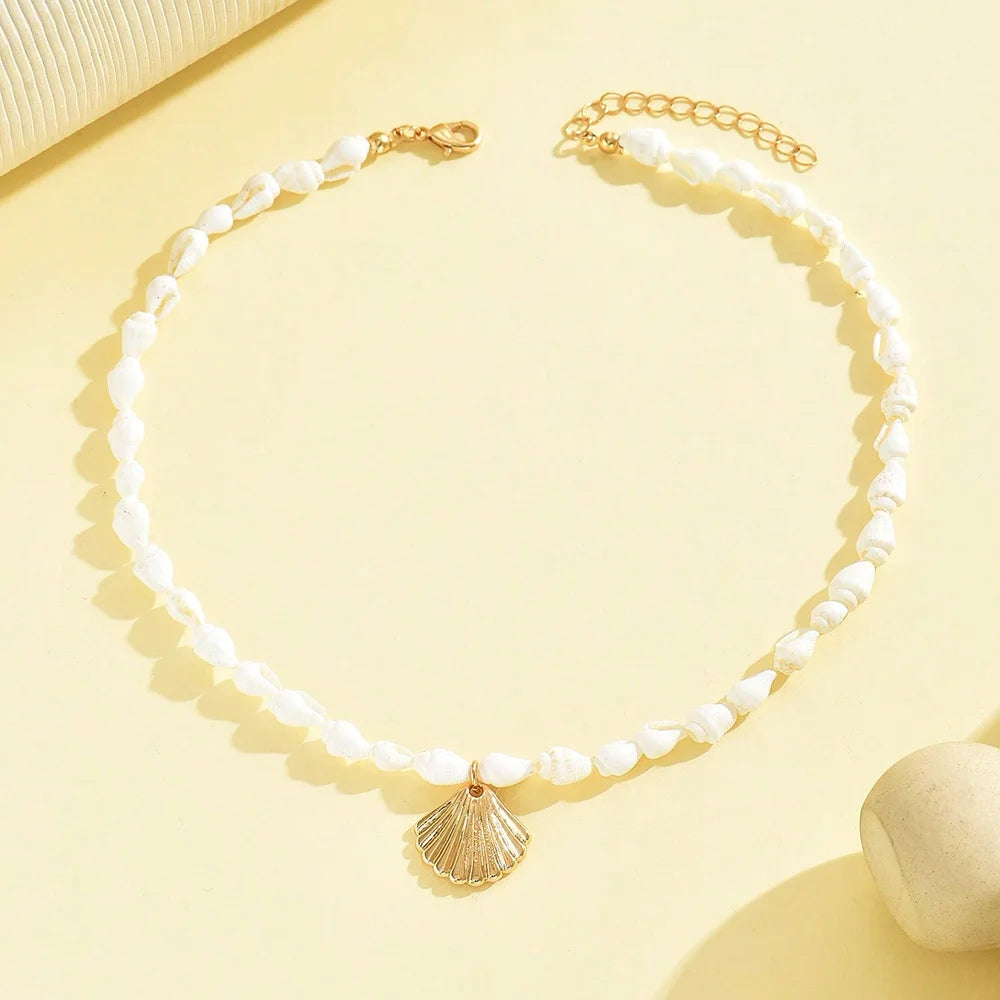 Natural Seashell Beaded Necklace