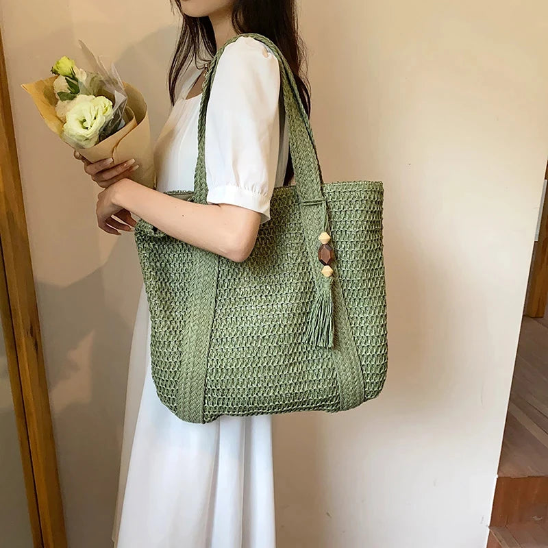 Straw Weave Tote Bag