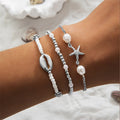 3Pcs Seaside Bohemian Starfish Shells Bracelets Set for Women Gold White Color Rice Beads Bracelets Summer Beach Jewelry Gifts