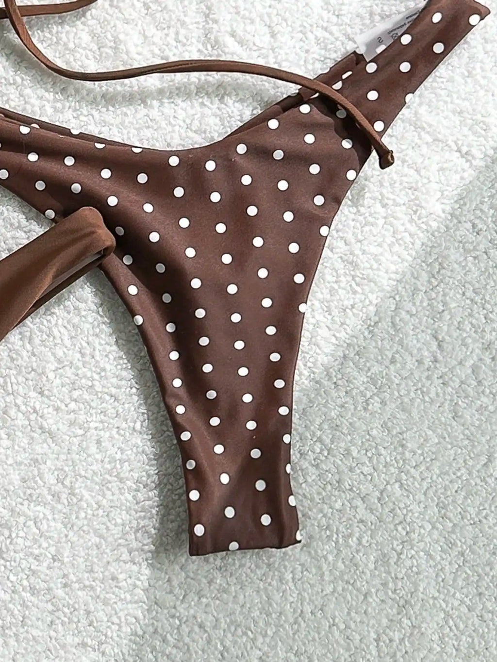 Retro polka dot and solid color triangle bikini set