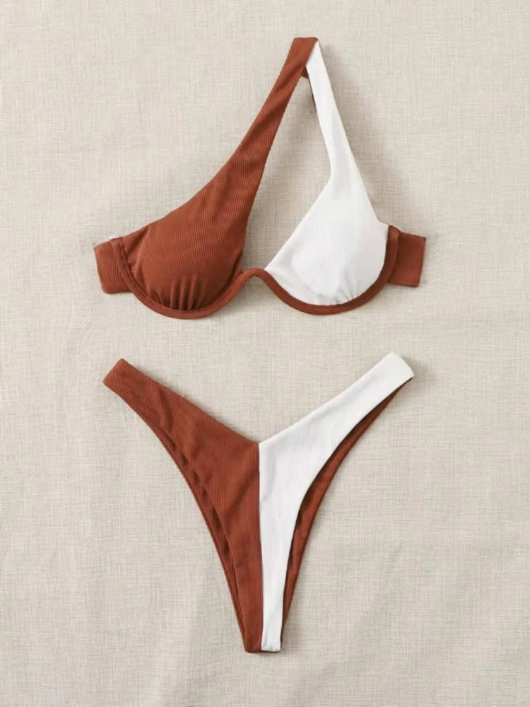One Shoulder Bikini High Cut