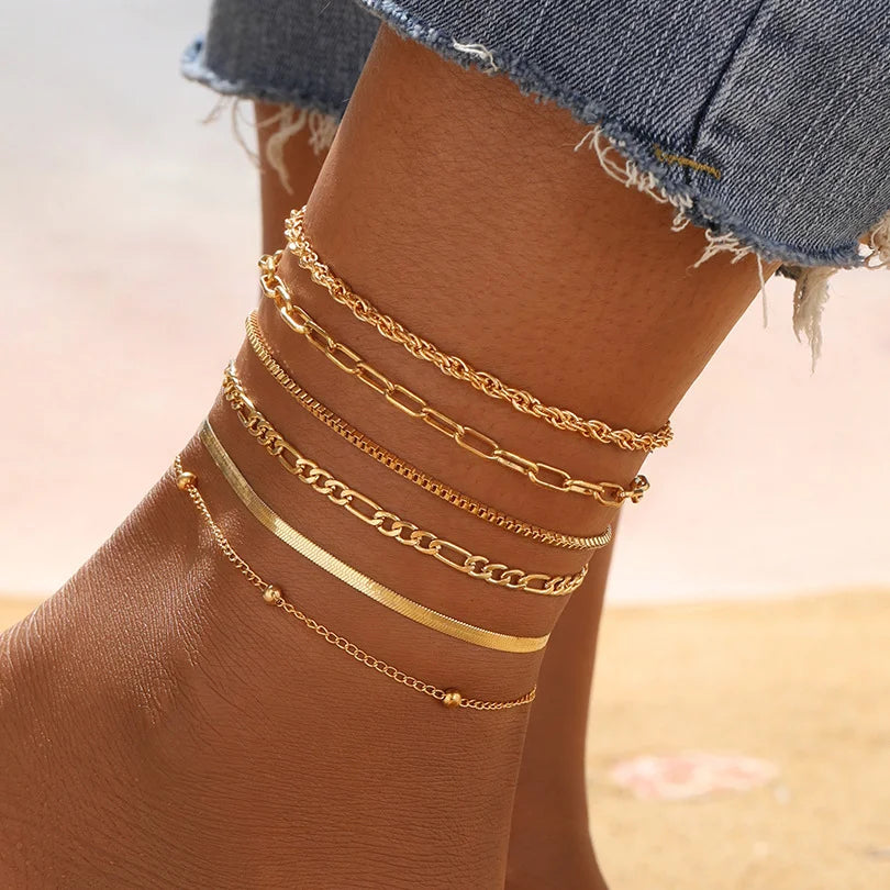 Bohemian Rice Beads Starfish Pendant Anklet