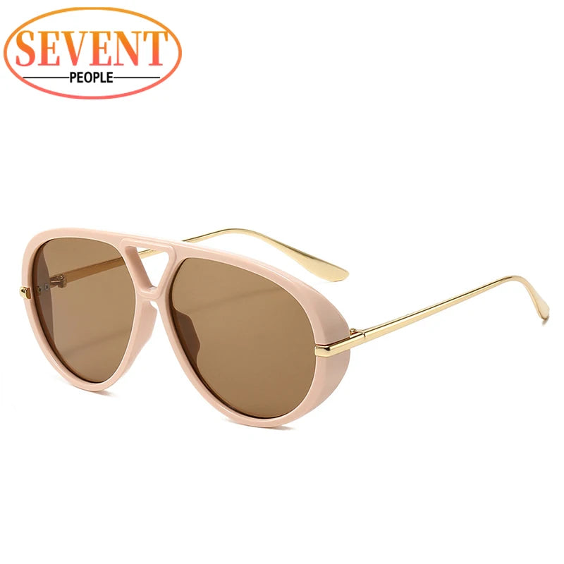 Oversized Oval Punk Pilot Sunglasses