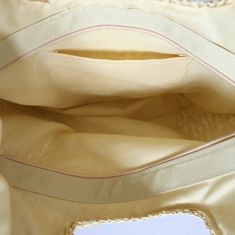 Women Beach Vintage Handmade Woven Shoulder Bag Raffia Rattan Shopping Bags Bohemian Ladies Summer Travel Vacation Casual Totes