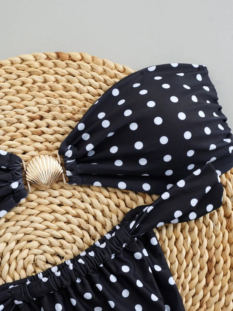 Polka Dot Bikini Set Women Two Piece Swimwear - Flirty Sexy Instagram Beach Vacation Push Up Swimsuit