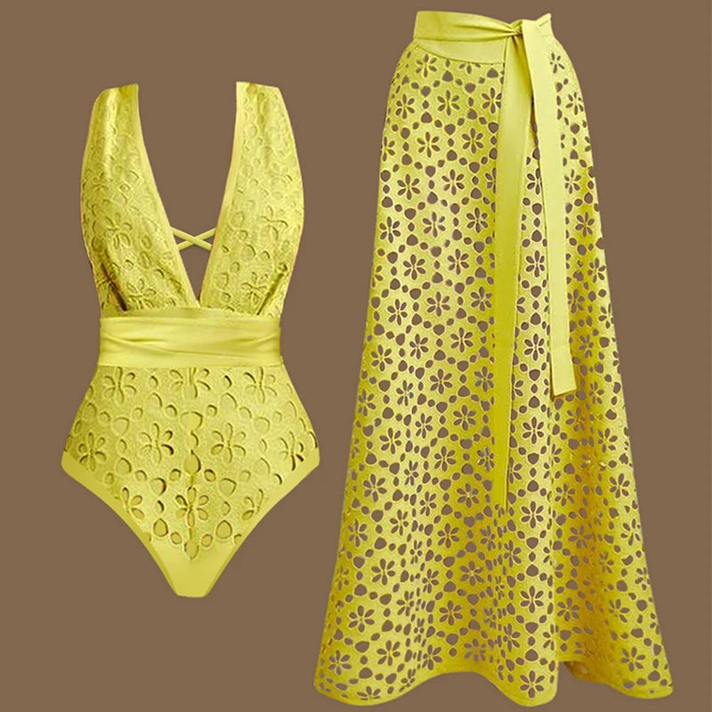 Laser Cutting Flower Swimsuit