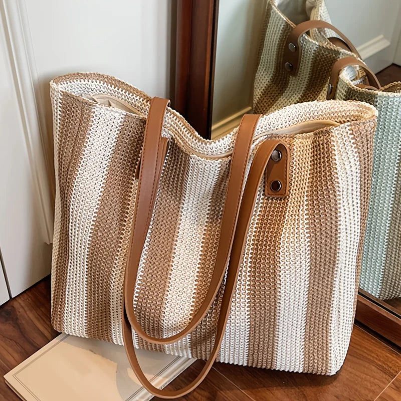 Classic striped pattern retro single-shoulder bag